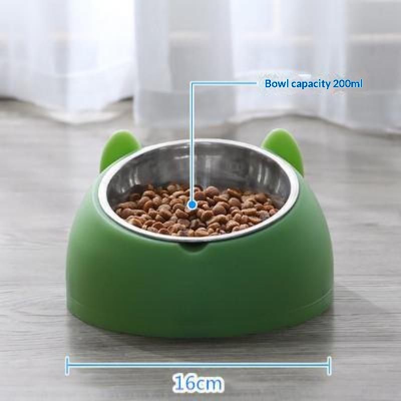 Cat Ear Shaped Elevated Stainless Steel Pet Bowl Non-Slip Scratch Resistant Feeder for Small Cat Dog Food Water