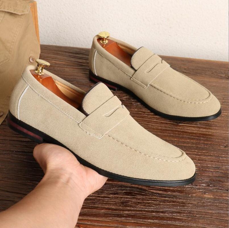 Fashion Men'S Casual Shoes Suede Pu Leather Mens Slip-On Light Comfortable Driving Loafers Moccasins Men Party Wedding Flat