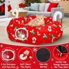 Cat Tunnel Christmas Tree Skirt, 3FT Round Donut with Plush Ball, Red Festive Decor for Small Pets