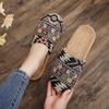 Ethnic Style Rhombus Bag Head Slippers Women's New Cloth Large Size Slippers Wholesale Linen Couple Comfortable Cotton and Linen Home