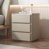 Modern Minimalist Solid Wood Nightstand Cream Style Bedside Table with Wireless Charging Hub Storage Cabinet for Bedroom