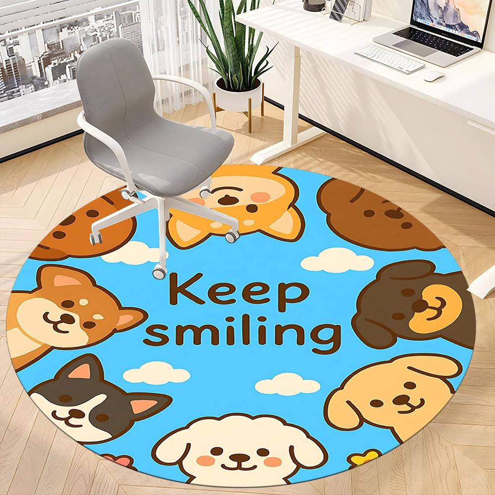 1pc Puppy Smile Office Round Area Rug,  Mat Suitable ForOffice, Under Office Chairs Bedroom Living Room Home Decor, Room Deco