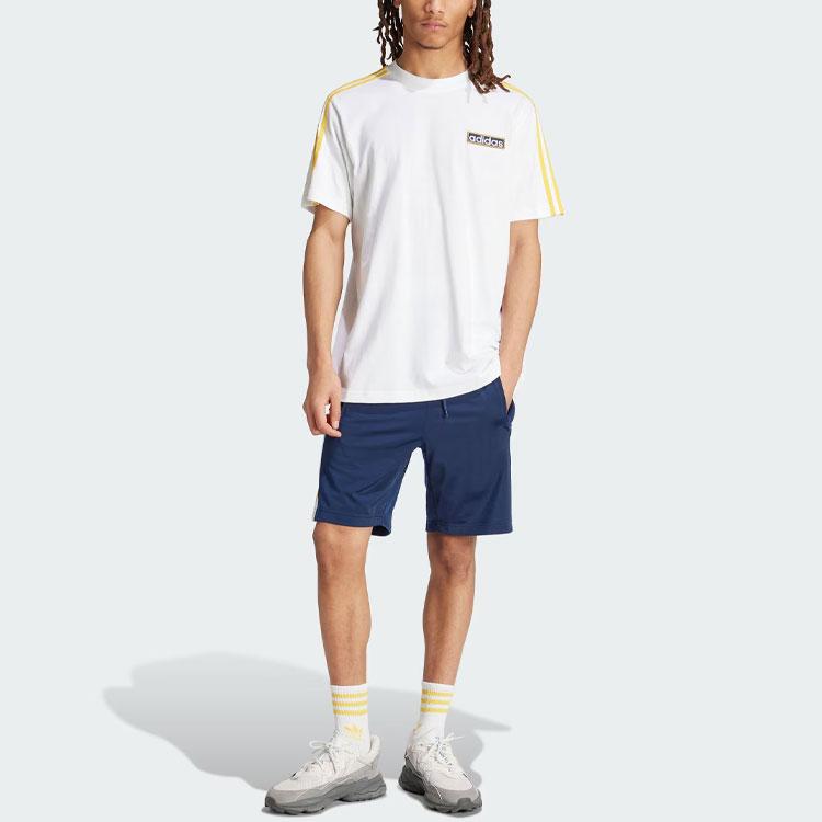 Adidas Originals Adicolor Adibreak Pruhované Patchworkové Volné Sportovní Tričko Pánské Topy Žlutá Bílá IU2360