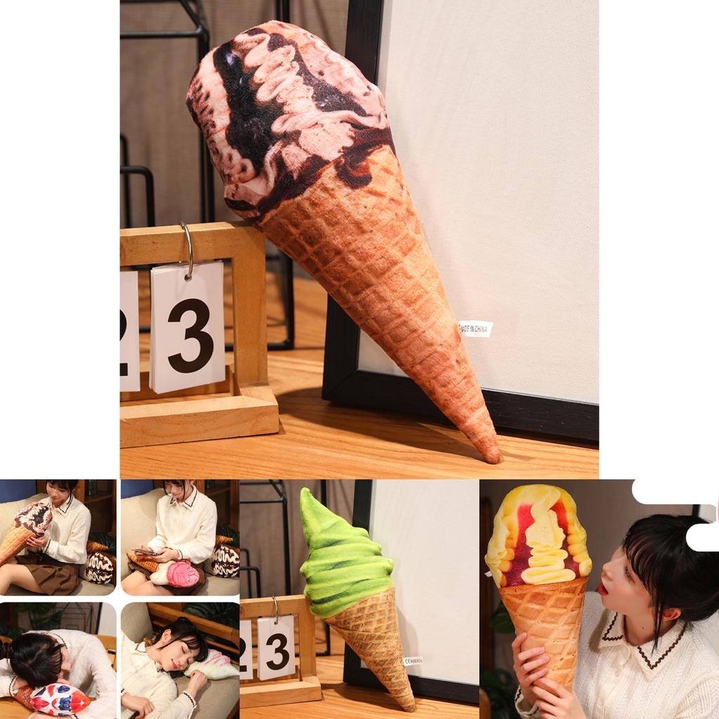 Cute Ice Cream Cone Plush Toy Pillow Strawberry Cream Chocolate Vanilla 20cm Stuffed Doll