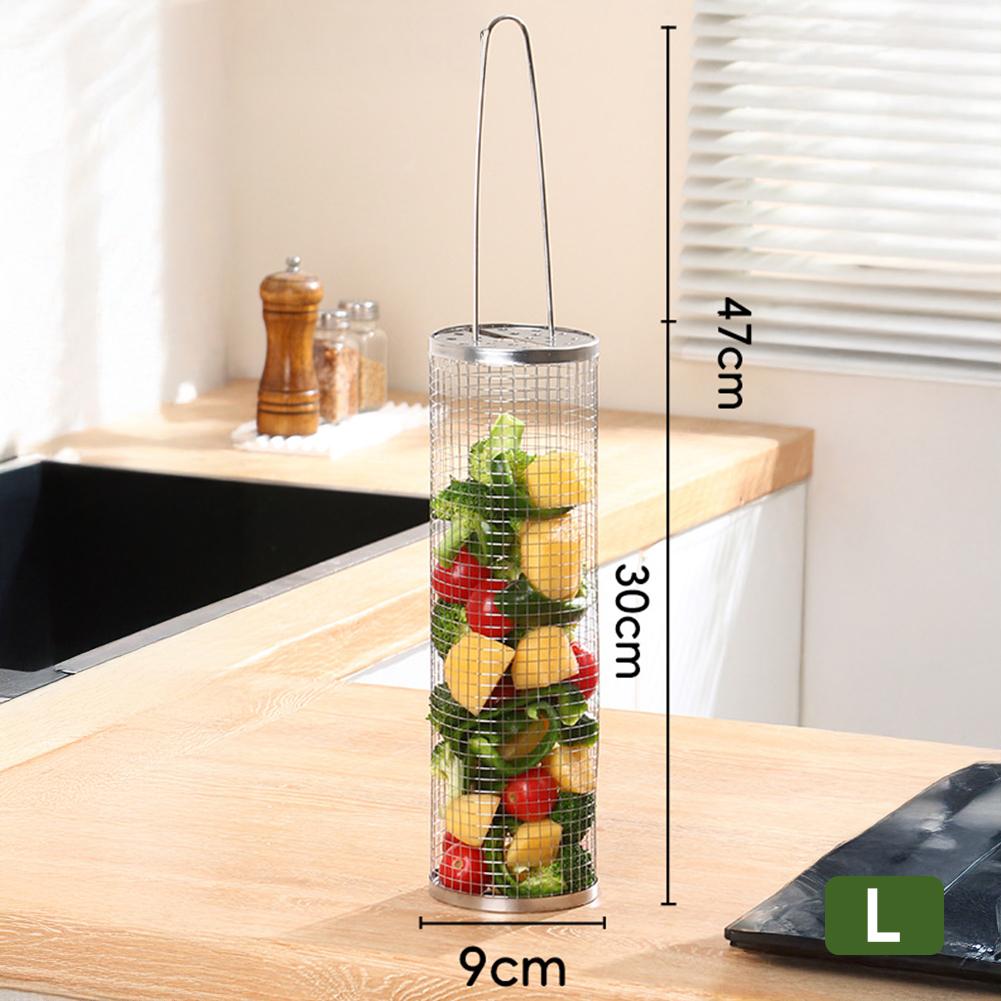 

Овощная корзина для гриля с ручкой быстрой фиксации, вращающаяся клетка для барбекю, термостойкие инструменты для жарки мяса, овощей, грибов, аксессуар для кемпинга и барбекю L