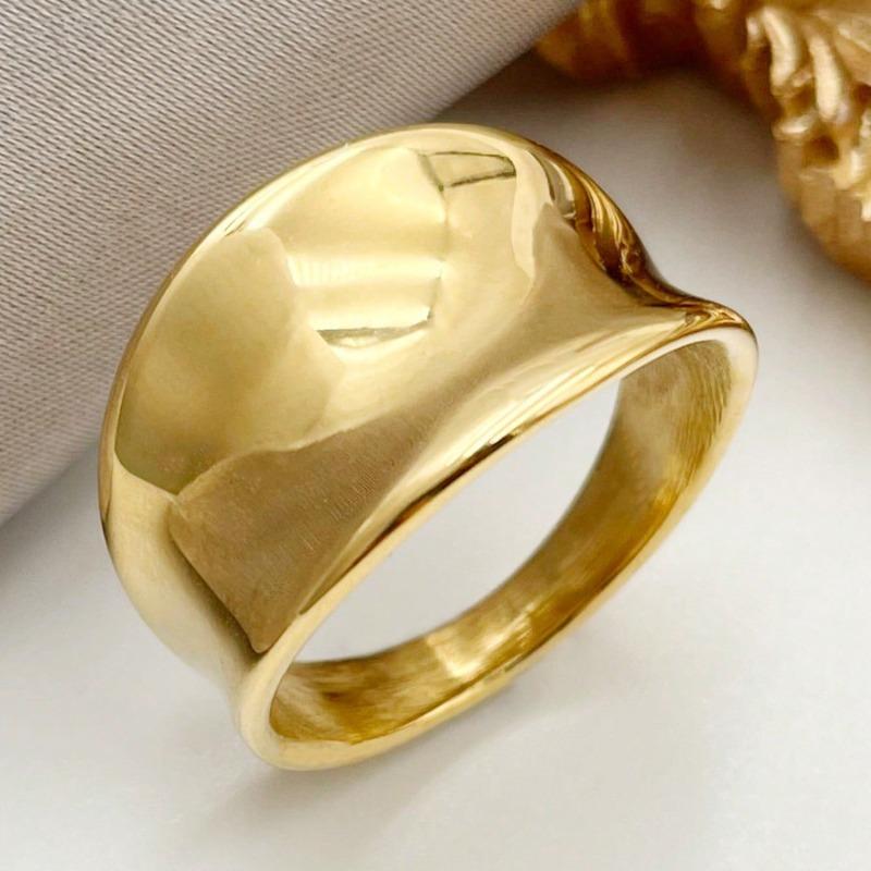 

Huajie Women s Smooth Surface Simple Uneven Rings New Korean Ladys Irregular Ring Delicate Fashion Tide 9 золотий