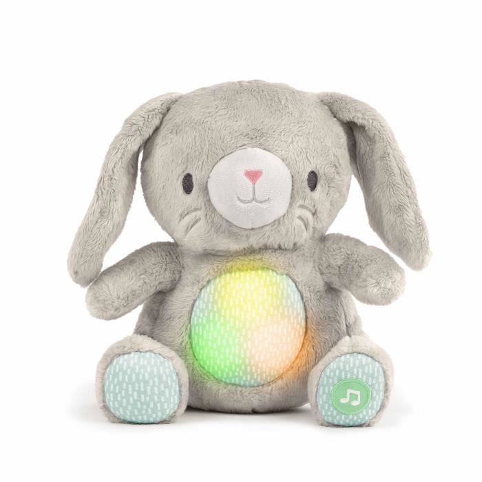 INGENUITY Doudou bébé lapin Sylvi, peluche, mélodies et vibrations apaisantes, lumineux, cadeau noel bébé
