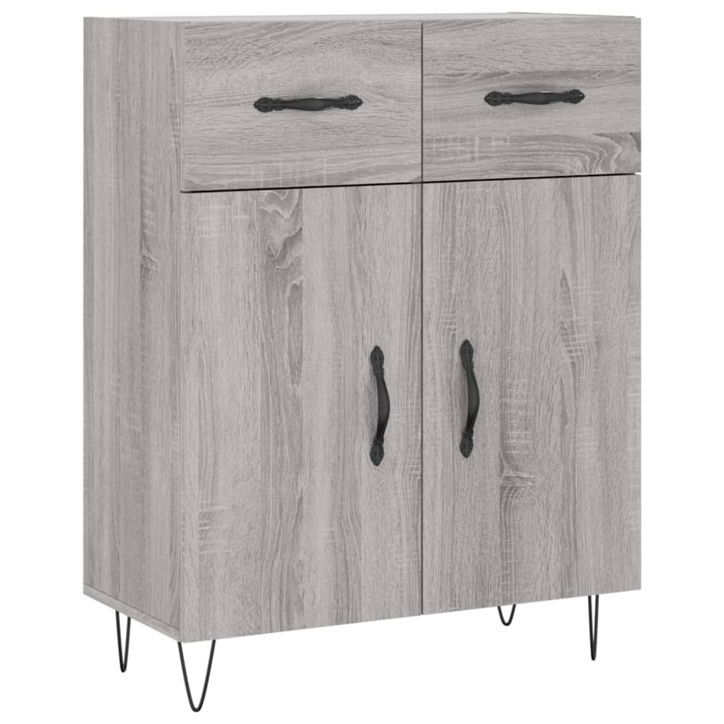 Vidaxl Witrynka Szary Dąb Sonoma 69,5X34X180Cm Materiał Drewnopochodny
