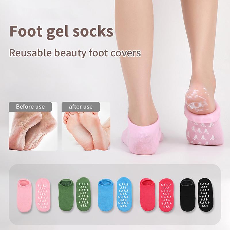 1Pair Multi Colored Essential Oil Moisturizing Socks Gloves For Dry Cracked Feet Nourishing Skin Lubricating Foot Care Massage