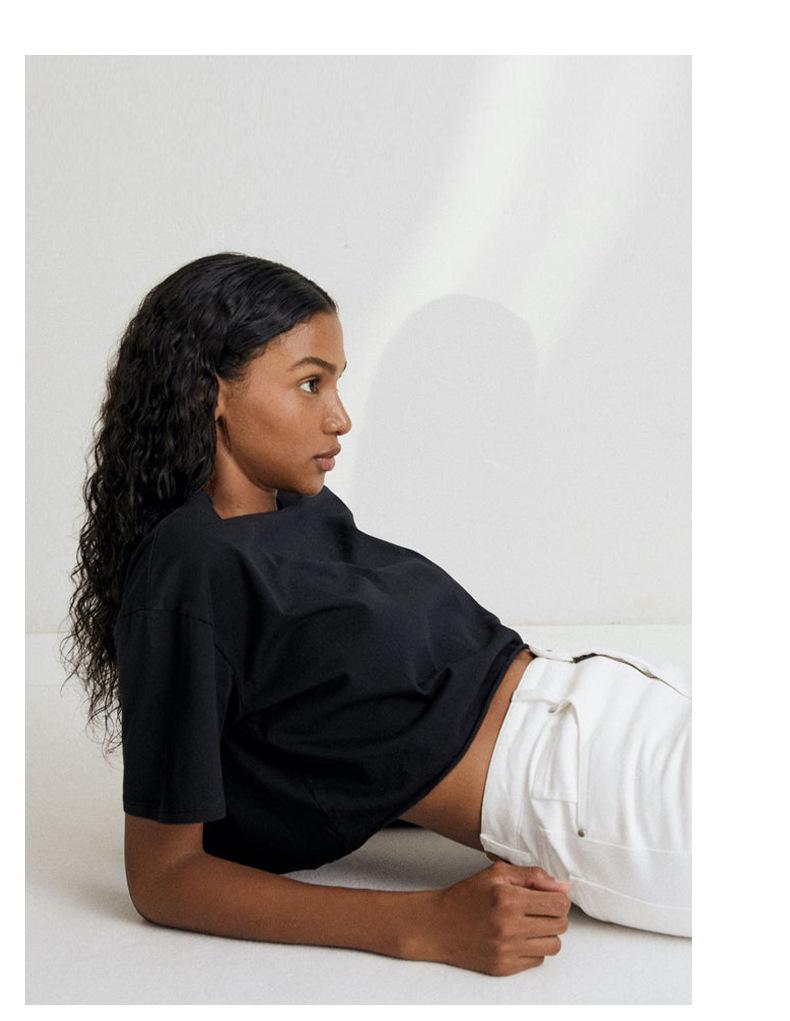 American Spicy Girl Short Sleeve Crop Top - Women's Summer Cotton Round Neck T-Shirt