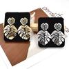 Trendy Metal Leaf Dangle Earrings for Women Small Big Double Layer Hollow Out Leaves Drop Earrings Party Retro Bohemian Jewelry