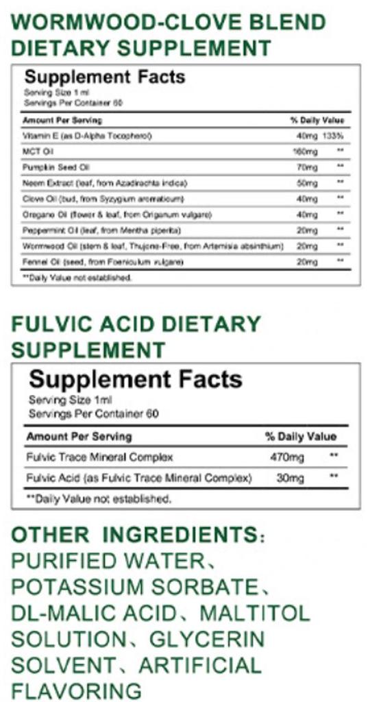 2-Stufen-Darmreinigung & Verdauungsunterstützungs-Kit – Kräuter-Wermut-Tropfen + Fulvosäure & Spurenelemente – 120 ml Gesamt