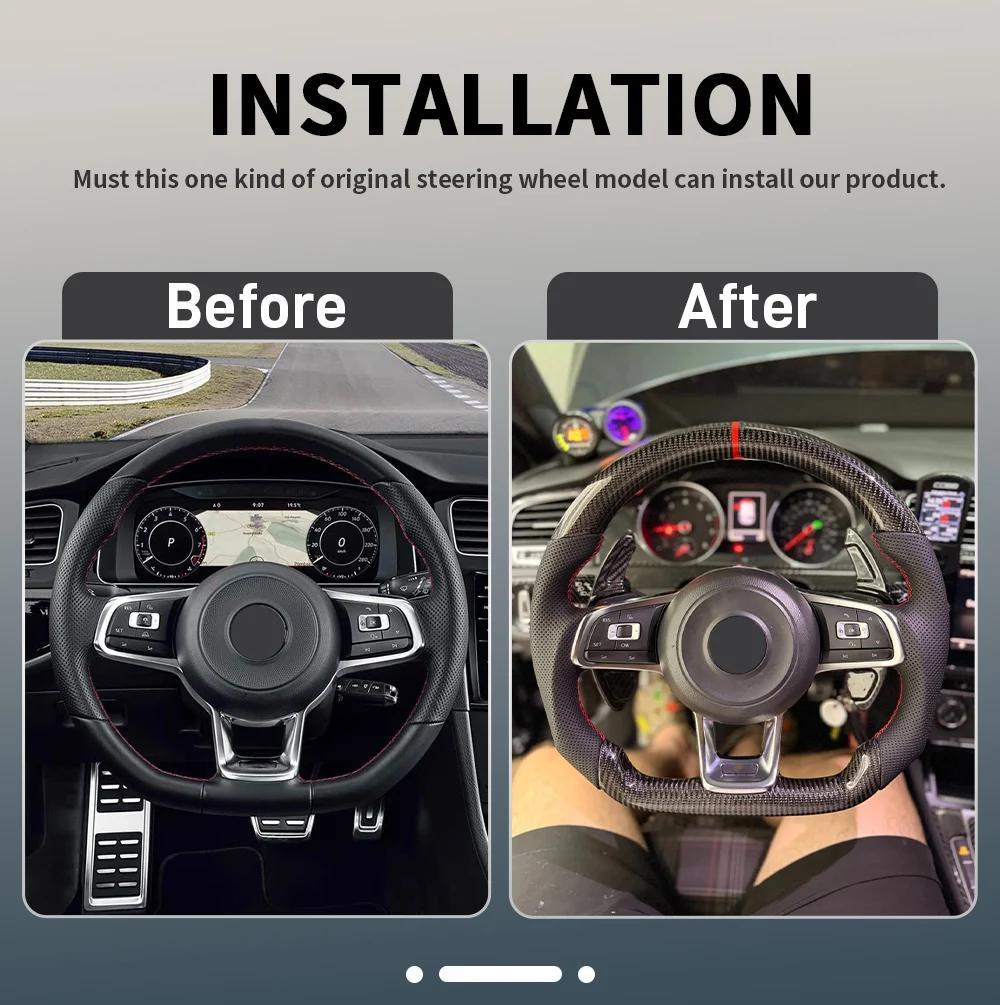 Kohlefaser Lenkrad Leder Sport Für Volkswagen Tiguan Golf 7 7.5 GTI GTE 2013-2019 Persönlich Angepasstes Autozubehör