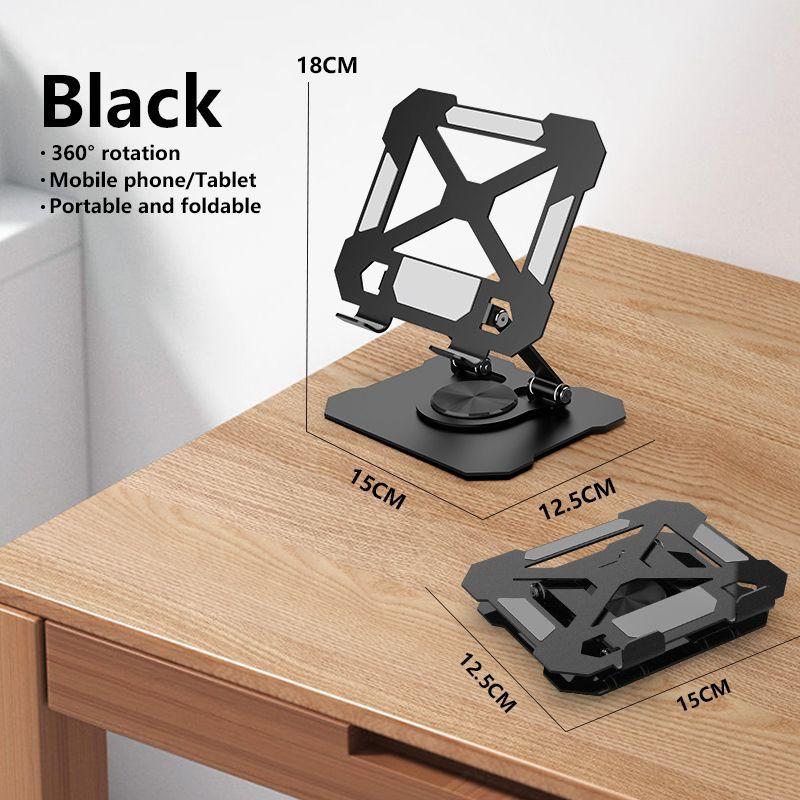 

Вращающаяся на 360 градусов подставка для телефона, настольная, полностью металлическая, универсальная подставка-держатель для планшета, ноутбука, складная, портативная подставка для телевизора для ленивых чёрный