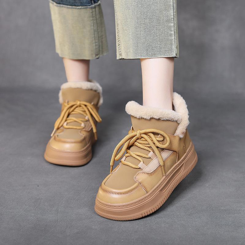 Wolle Dicksohlige Schneestiefel Damen Saison Damen Fleece Warme Kurze Stiefel Damen Lässig Fleece Verdickt Vielseitig Damen