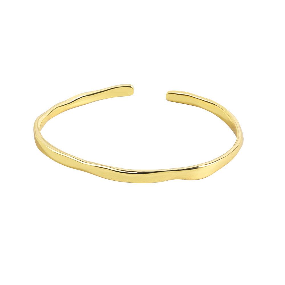 925 Silver Irregular Smooth Open Cuff Bracelet For Women Minimalist Versatile Bangle Gift For Best Friend