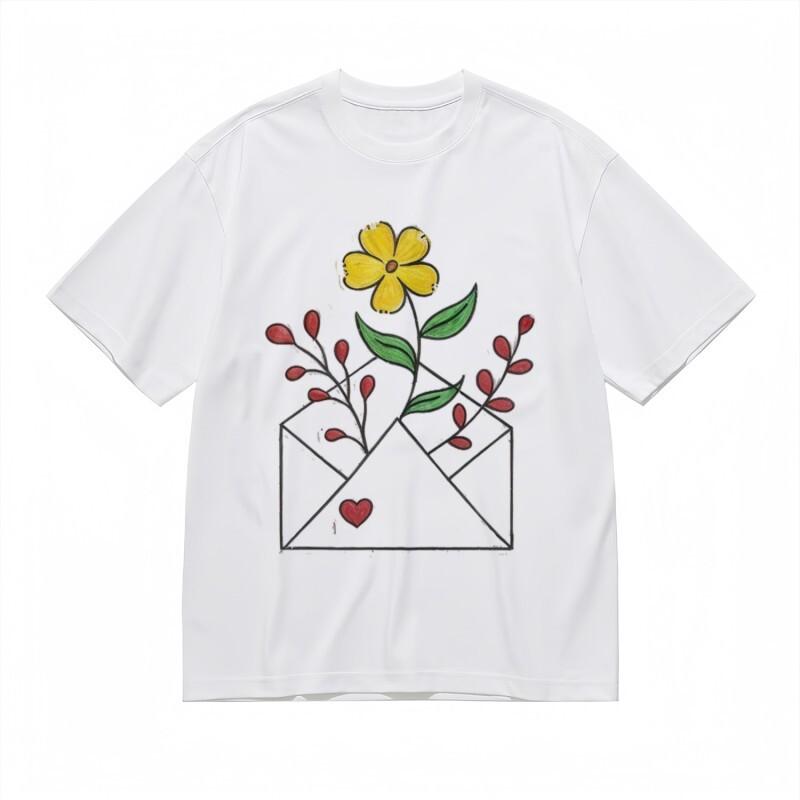

Women s Breathable Classic T-Shirt Red Heart Flower Mail Artwork Tee 100% Cotton 2XL