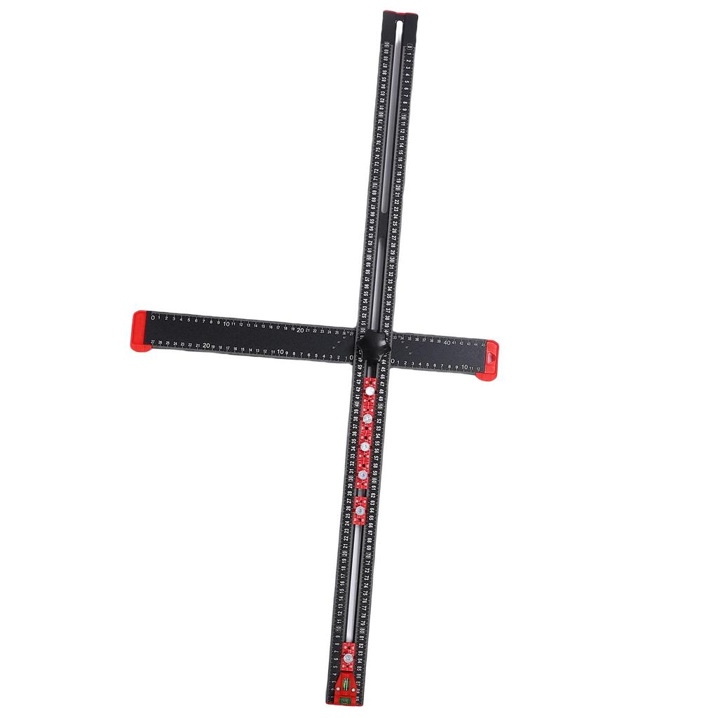 Drilling Positioning Ruler 90cm Adjustable T Square Multi Angle Marking Measuring Ruler with 2 Bubble Levels 6 Sliders