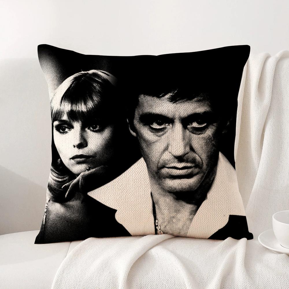 S-Scarface Movie Cushion Cover Summer Coolness Linen Fabric Double-Sided Printing Pillow Case Sofa Home Decor Gift