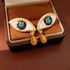 Pleated Crystal Devil's Eye Earrings Devil's Eye Vintage Long Drop Earrings  Girls