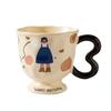 Creative Cartoon Retro Family Goblet Mug Ceramic Cup High Looking Afternoon Tea Cup Souvenir Coffee