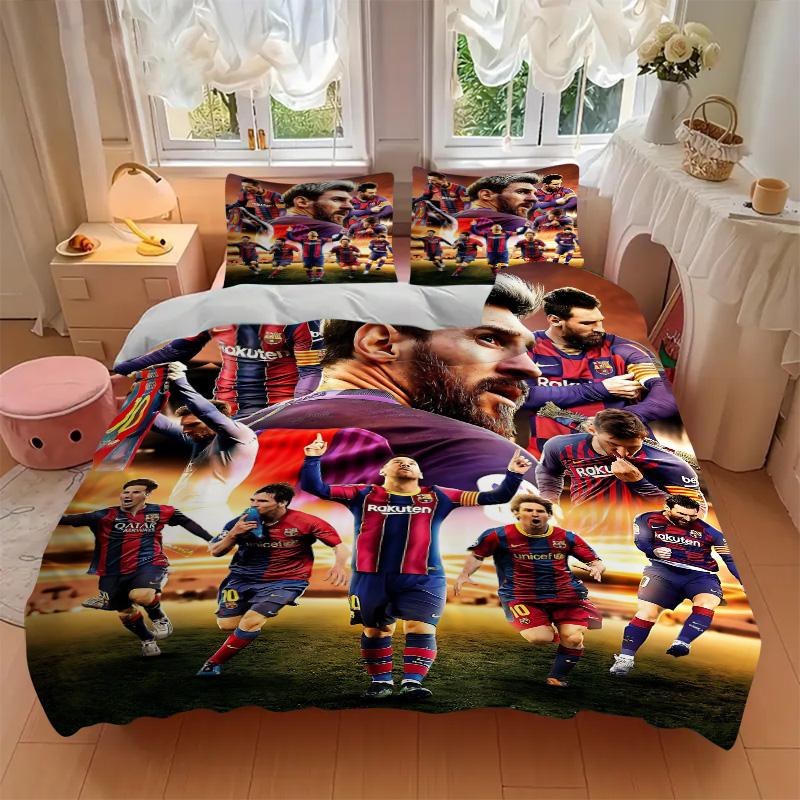 Barcelona Legend Messi Print 3Pcs Bedding Setduvet Cover With 2 Bedropillowcase Home Birthday Gift
