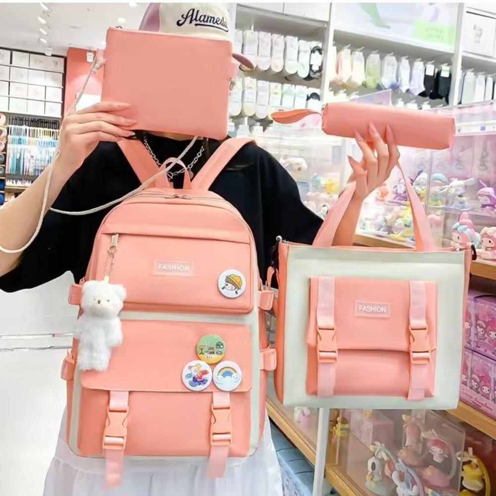Four-piece Portable Backpack Five-piece Backpack Harajufeng Set Student Schoolbag