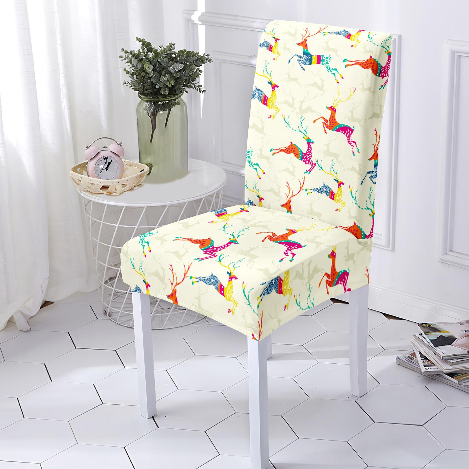 

Elastic Printed Chair Cover Festive Decorative Skin-Friendly Comfortable Seat Cover Home Odorless Machine Washable Protector 1 pc