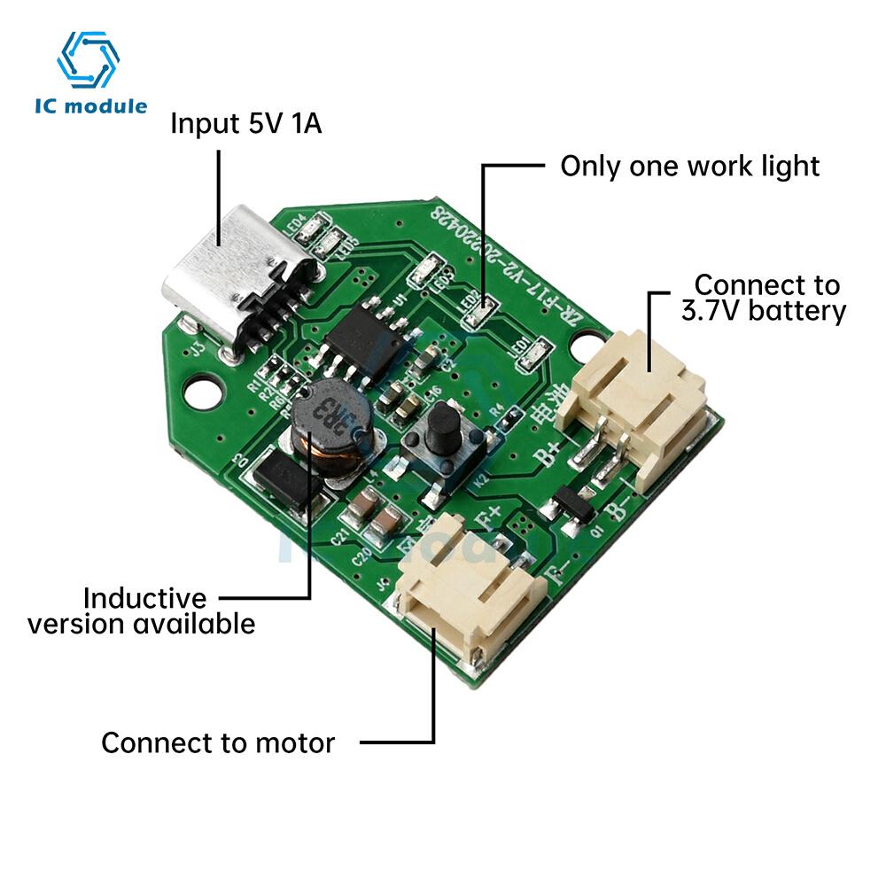 Type C USB Charging Small Fan Circuit Board 9V Boost Three Speed Stepless Speed Regulation Charging Handheld Fan Control Board