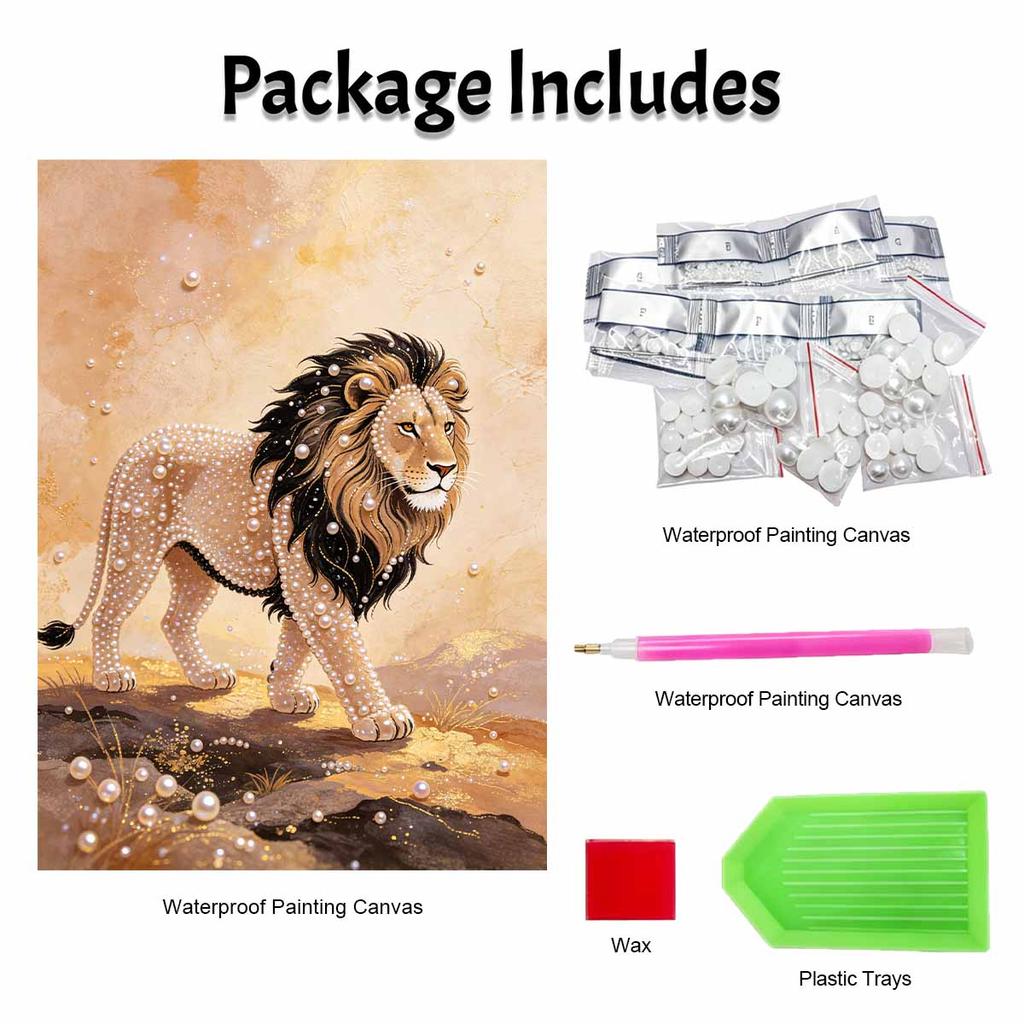 Lion Pearl Painting DIY Handmade Pearl Painting Art Exquisite Gift Home Decoration