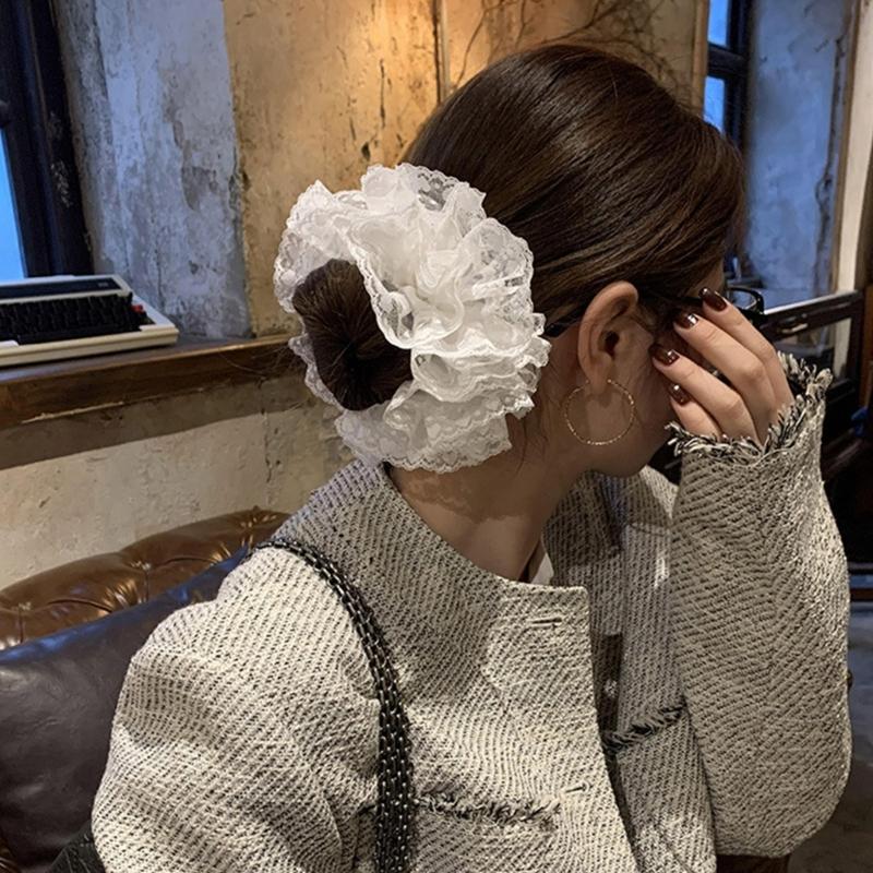 Modische Spitze Haargummis Scrunchies Für Frauen Sanfte Elastische Haarbänder Haaraccessoires Für Verschiedene Frisuren