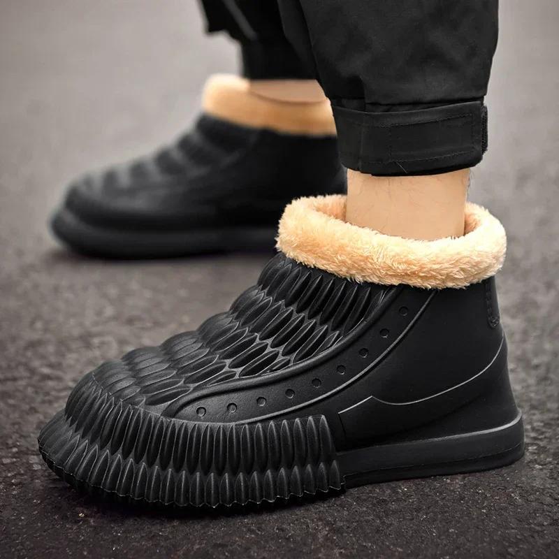Winter Waterproof Men Boots Comfotable Lightweight Man Cotton Shoes Lightweight Warm Mens Snow Boots EVA Flat Male Casual Shoes