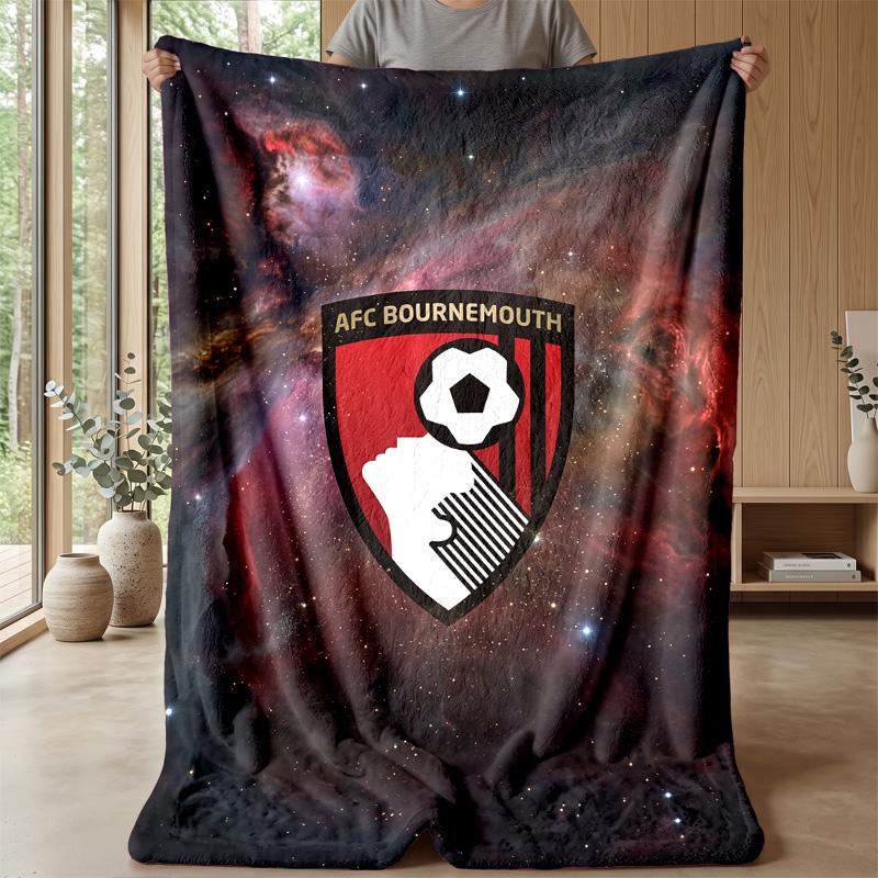 Bournemouth Football Print Flannel Blanket, Soft Warm Lightweight Throw Blanket for Sofa Bed Camping