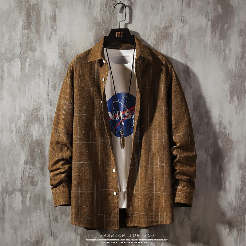 

Мужская клетчатая рубашка, теплая модная повседневная куртка, модная рубашка с длинными рукавами