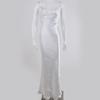 Women's Cowl Neck Sleeveless Midi Dress Fitted High Waist Elegant Satin Spaghetti Strap Backless Evening Dress