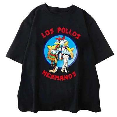 LOS POLLOS Bedrucktes T-Shirt Hermanos Damen Freizeit Kurzarm Sommer Locker Atmungsaktiv Mode T-Shirt Hühner Brüder T-Shirts
