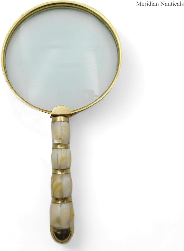 Beautiful Vintage Magnifying Glass Solid brass metal with Mother of Pearl Plated Handle | Book Reading, Map Design, Office & School Work