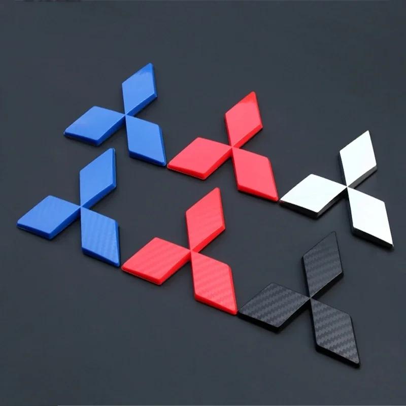 ABS for Mitsubishi Logo Lancer EX EVO Car Front Emblem Badge Carbon Fiber Sticker Styling Decoration Auto Refitting Accessories