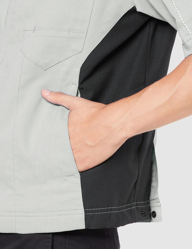 COCOS Nobuoka A-7070 Stretch Short Sleeve Jacket, Silver, Size L