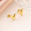 3PCS High-end V-letter Necklace Bracelet Earrings Do Not Fade Titanium Steel Three Piece Set