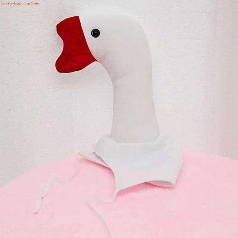 White/Pink Halloween Party Hat Plush Cartoon Goose Hat Outdoor Big Goose Headgear  Halloween Party