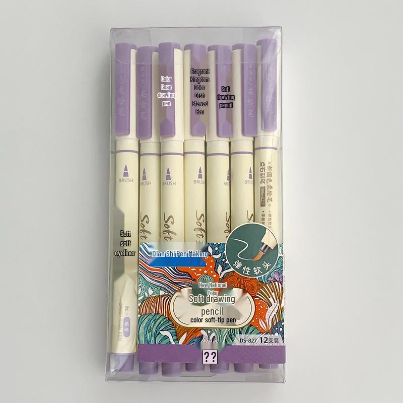 

Dian Shi 827 Soft Brush Pen Set - Quick-Dry, Water-Based, Colored Tips for Drawing, Journaling, Marking, Outlining, Signing, and Calligraphy.