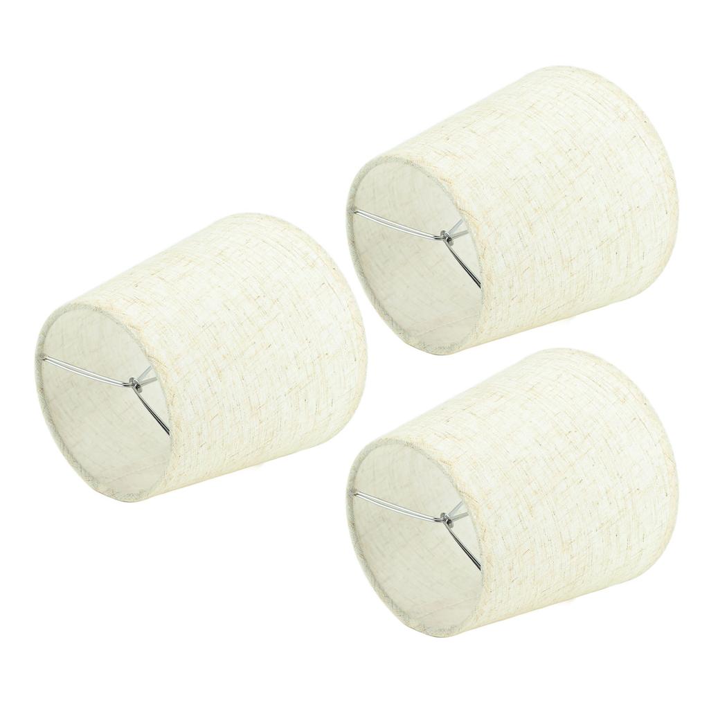 3Pcs Lampshades Hand Crafted Natural Linen Stylish Dustproof Barrel Chandelier Shades For Table Lamps and Floor Light