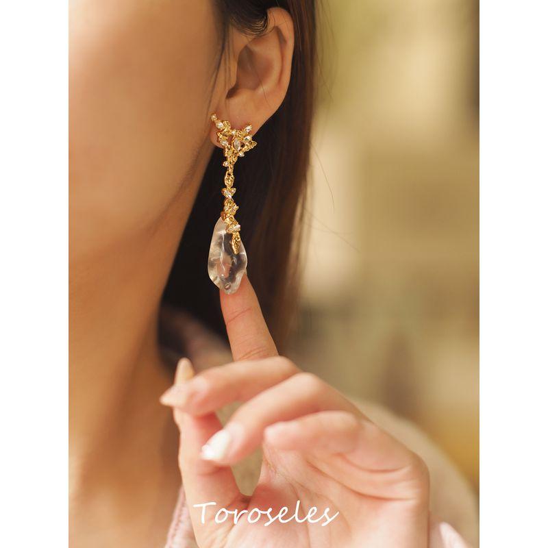 Ghost Designer AB Special Interest Earrings Transparent Crystal Heavy Industry Gem Fashion Western Style Earrings Geometric Modeling Earrings