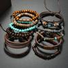Coconut Shell Wood Beads Beaded Soft Pottery Pearl Stone Leather Men's and Women's Bracelets Bracelets Bracelets 11-piece Set