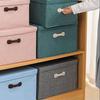Japanese Style Storage Box Cotton Linen Fabric Durable Covered Organization Box Drawer-type with Lid Foldable Wardrobes