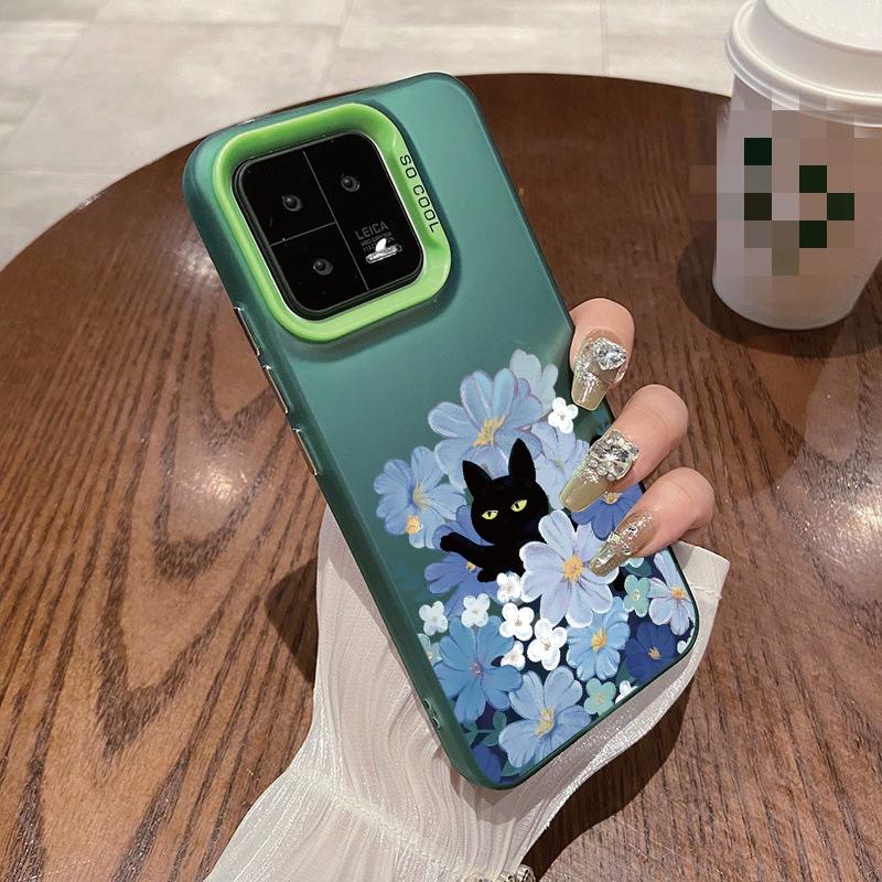 Custodia Gatto Fiore Per iPhone 16 Samsung A55 A35 A34 S24 FE Xiaomi Redmi Note 13 Pro 14C Huawei Honor 200 Bumper Telefono Antiurto Copertura Completa Antigraffio