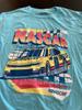 Official NASCAR Stock Car Racing Aqua 100% Cotton T-shirt Mens Tees Top, Size: Large