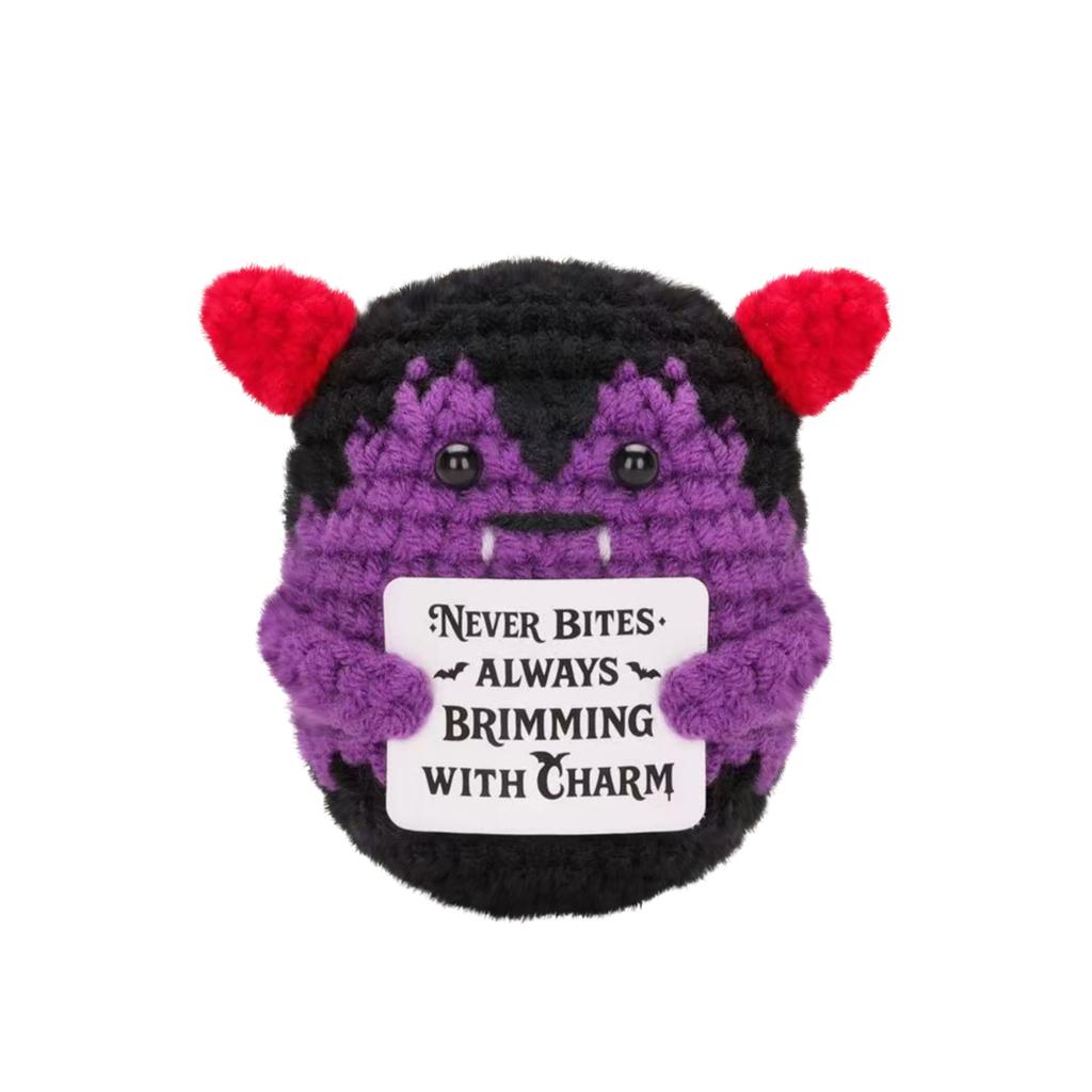 Crocheted Pug Dogs Actively Present Wool Dolls As Gifts
