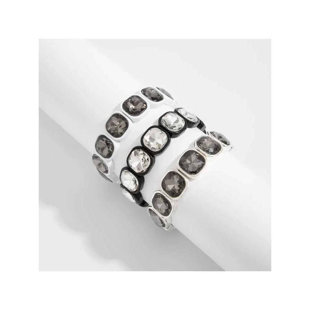 Punk Luxury Irregular Geometry Acrylic Rhinestone Bangles Rings for Women Unique Creative Elastic Bracelet Fashion Jewelry